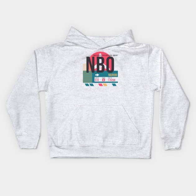 Nairobi (NBO) Airport Code Baggage Tag Kids Hoodie by SLAG_Creative